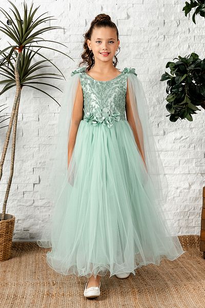 happyTekstil Girl's Detailed Embroidered Evening Dress - Nefti