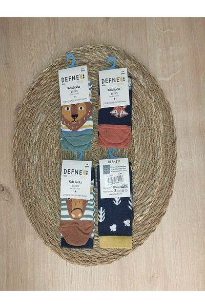 Defne Baby 4 чифта памучни чорапи за момчета, бебета и деца, 5-6 години