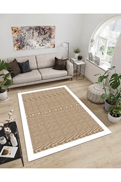 Dijidekor Shine M(298) White Fringeless Non-Slip Based Digital Printed Decora...