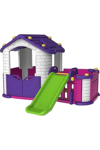 ALBADER Outdoor Playhouse With Slide, Playset For Kids, Big Children House With Slide, Garden Set
