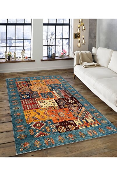 Dijidekor Shine M(38) Orange Fringeless Non-Slip Based Digital Printed Decora...