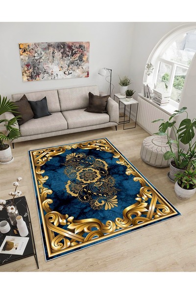 Dijidekor Shine M(48) Gold Fringeless Non-Slip Based Digital Printed Decorati...