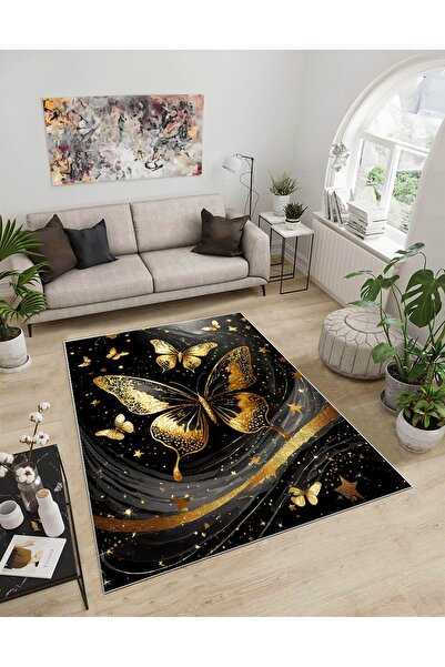 Dijidekor Shine M(272) Μαύρο Αντιολισθητικό Ψηφιακό Διακοσμητικό Χαλί με τύπω...