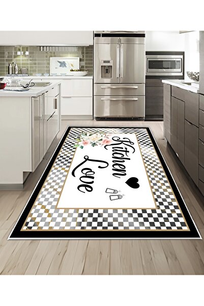 Dijidekor Shine M(249) Covor decorativ digital cu imprimeu negru, fără franju...