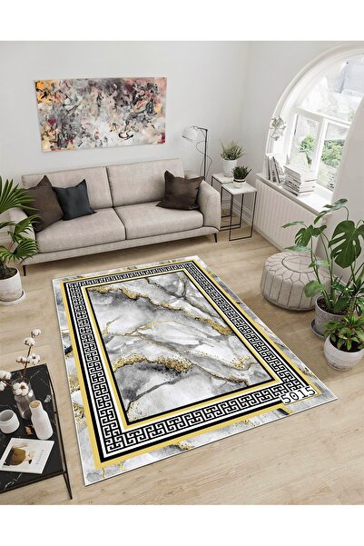 Dijidekor Shine M(37) Gold Fringeless Non-Slip Based Digital Printed Decorati...