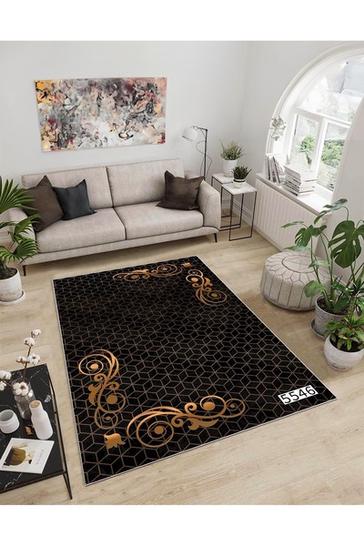 Dijidekor Shine M(20) Covor decorativ digital cu imprimeu negru, fără franjur...