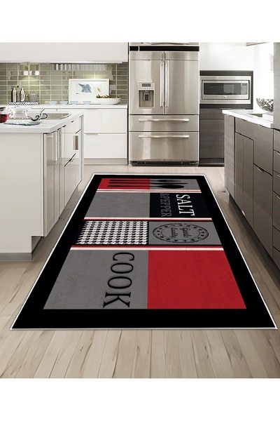 Dijidekor Shine M(253) Red Fringeless Non-Slip Based Digital Printed Decorati...