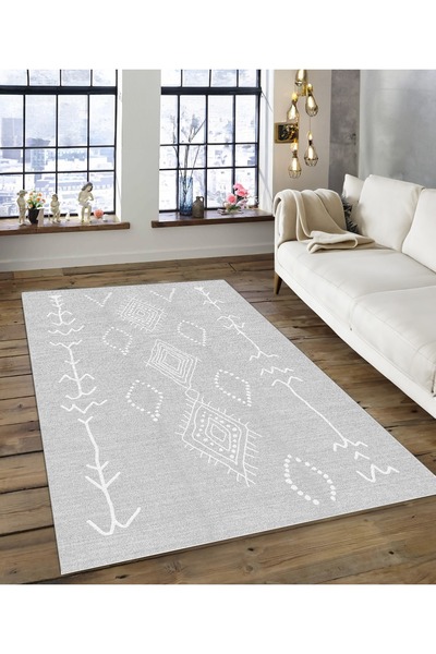 Dijidekor Shine M(167) Covor decorativ digital cu imprimeu gri, fără franjuri...