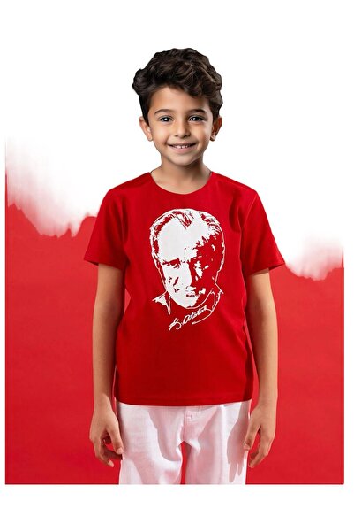 babixkids Tricou pentru copii cu imprimeu Ataturk, unisex, culoare roșie, imp...