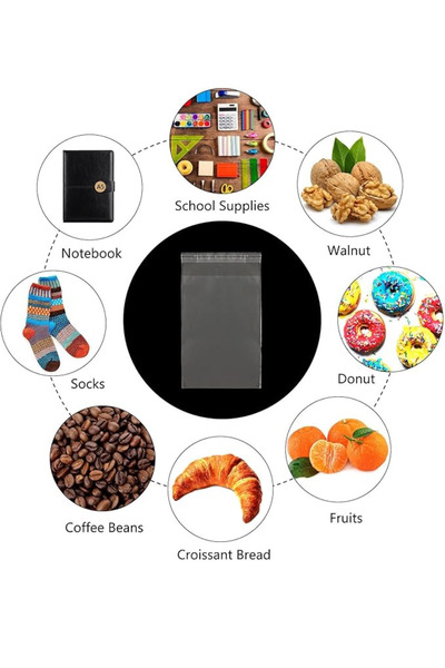 Dekals 100 adet bantlı Jelatin Poşet Yapışkanlı Şeffaf Hediye Poşeti 12 x 25 cm