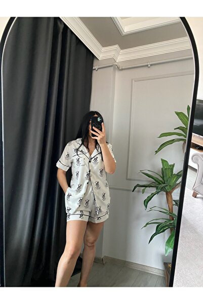 noir boutique VS DOKUMA ŞORTLU BEYAZ LOGOLU TAKIM