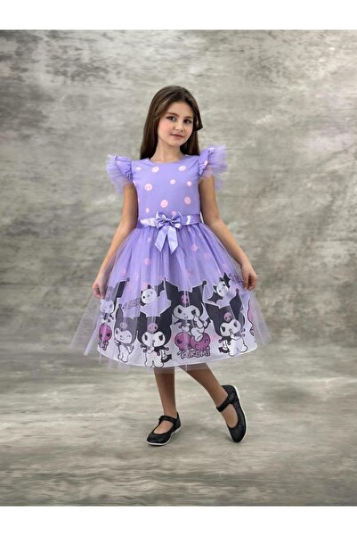 esmacamoda Kuromi elbise kız çocuk lila renk
