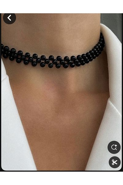 SmY Bag Black Choker Pearl Necklace