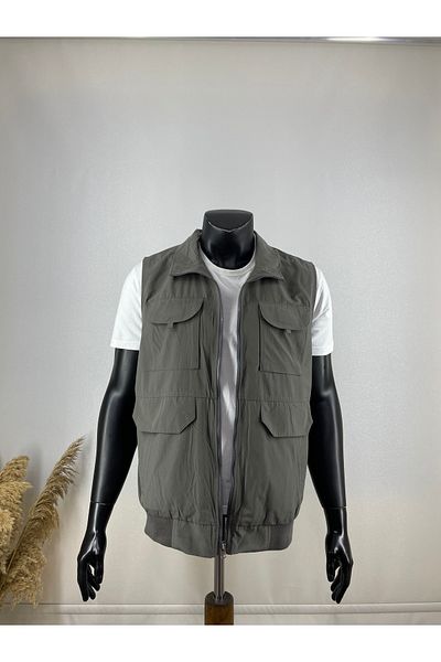 Sadık Collection Men's Elastic Waist Hunter and Journalist Linen Vest