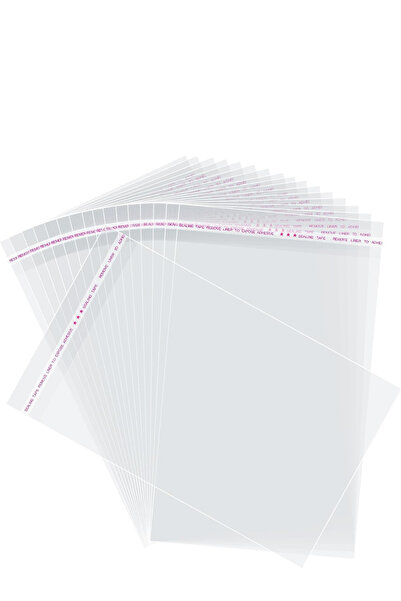 Dekals 100 Adet 12x25 Şeffaf Bantlı Yapışkanlı Jelatin Hediye Paketleme Poşeti