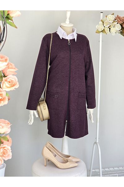 ENDAMIM Large Size Cardigan - with Pockets and Moderate Thickness