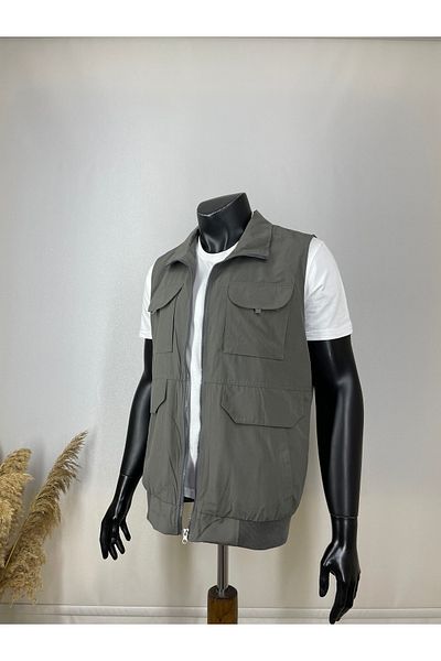 Sadık Collection Men's Elastic Waist Hunter and Journalist Linen Vest