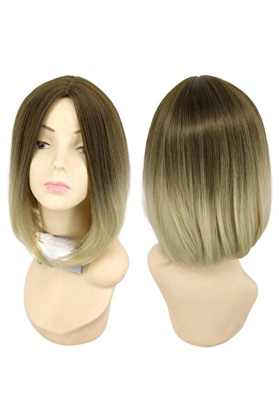 My Hair Türkiye Kadın Peruk Fiber Sentetik Kısa Küt Kumral Koyu Platin Ombre ...