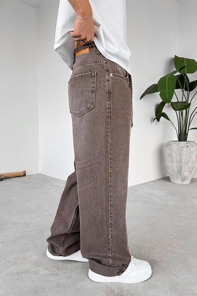 HAFKAGİYİM Καφέ Ζώνη Basic Extra Loose φαρδύ παντελόνι