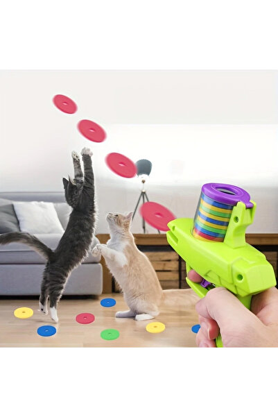 Lady Fify Kedi ve Köpek için Halka Fırlatan Oyuncak Tabanca + 15 Köpük Halka
