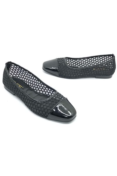KOCAMANLAR Feles Lace Detailed Women's Ballerina Shoes Black