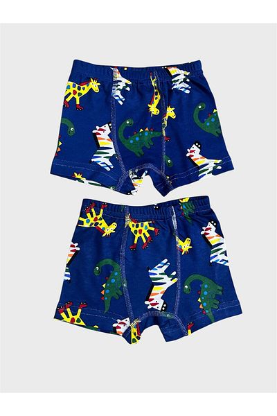 elmas kids Боксерки за момче, тъмносиньо с шарка на зебра, 2 броя, 100% памук