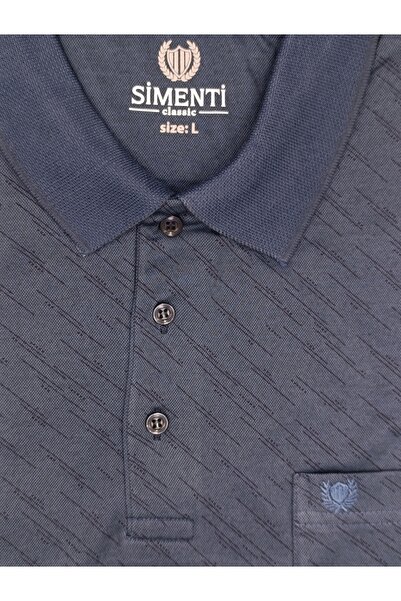 BLUES MODA SİMENTİ RAHAT KALIP GÖK TAŞI DEKOR CEPLİ KISA KOL TSHİRT