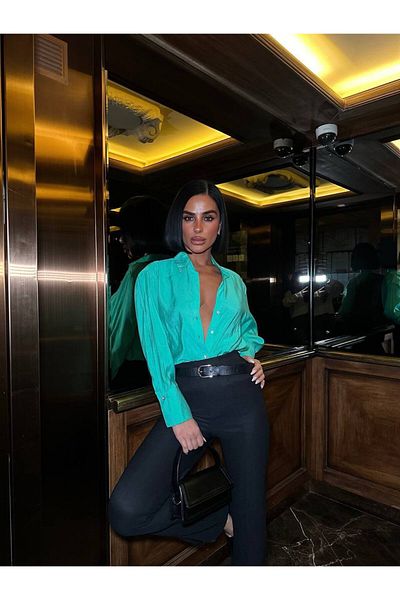 solena sln Cămașă elegantă din bumbac și șifon pentru femei