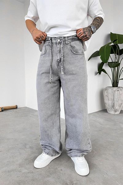 HAFKAGİYİM ΓΚΡΙ Ζώνη Basic Extra Loose φαρδύ παντελόνι