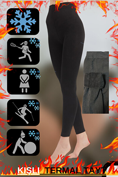 mrmpro Γυναικείο μαύρο θερμικό καλσόν – με βελούδινο φλις εσωτερικά, ριγέ, χειμερινό, ζεστό και άνετο