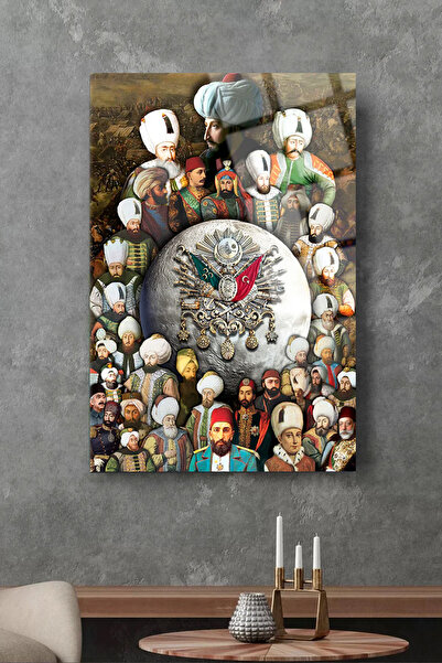 Genel Markalar OSMANLI PADİŞAHLARI HARİKA TASARIM KIRILMAZ LÜKS CAM TABLO İŞ ...