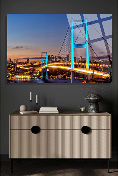 Genel Markalar İstanbul Boğaz Köprüsü Işıklı Harika Manzara 4mm Kırılmaz Temp...