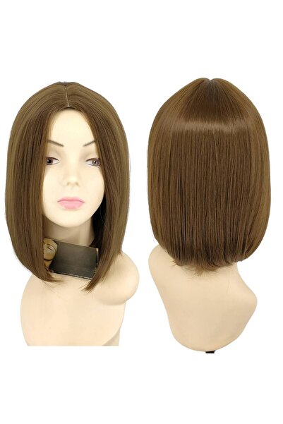 My Hair Türkiye Kadın Açık Kumral Fiber Sentetik Kısa Küt Peruk 35 cm 175 Gra...