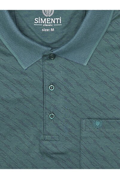 BLUES MODA SİMENTİ RAHAT KALIP GÖK TAŞI DEKOR CEPLİ KISA KOL TSHİRT