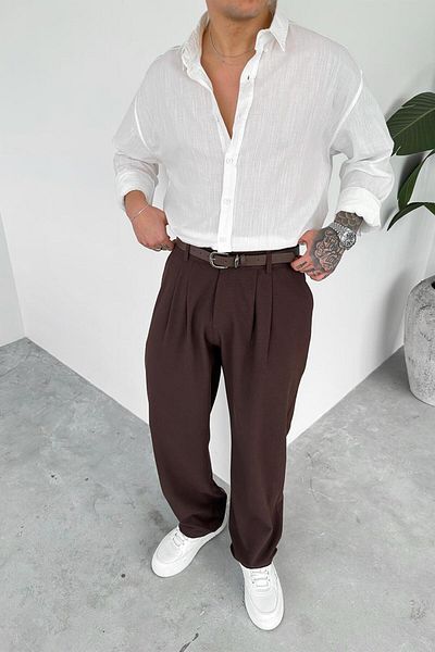 HAFKAGİYİM Λευκό Oversize Fresh Len πουκάμισο