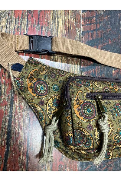 Street Bag حقيبة خصر للسفر اليومي بوهيمية أصلية عرقية متعددة الجيوب مقاومة للماء