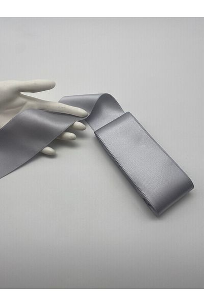 Ak Tuhafiye Gray 6 cm 10 Meters Satin Ribbon No:37
