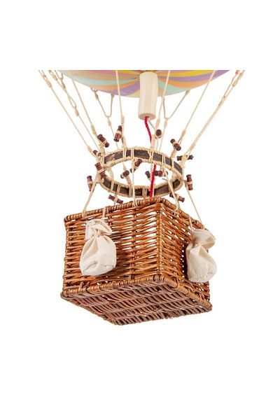 Authentic 1928 Hot Air Balloon Decoration, Travel Lights, Jules Verne, Rainbow Pastel, 42x42x70 Cm