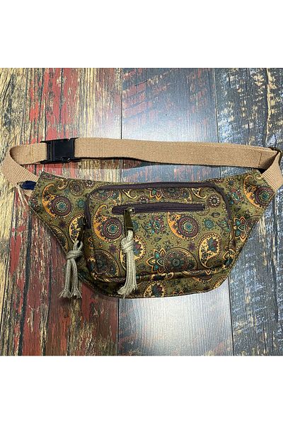 Street Bag حقيبة خصر للسفر اليومي بوهيمية أصلية عرقية متعددة الجيوب مقاومة للماء