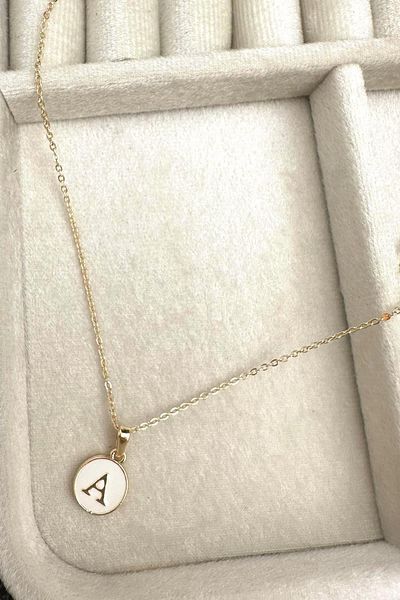 Modex Gold Colored Enamel Letter Necklace