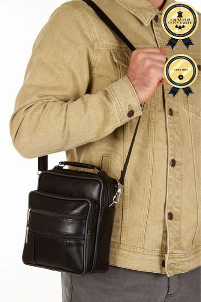 Newish Polo Alva Clup Genuine Leather Men's Hand and Shoulder Bag Black