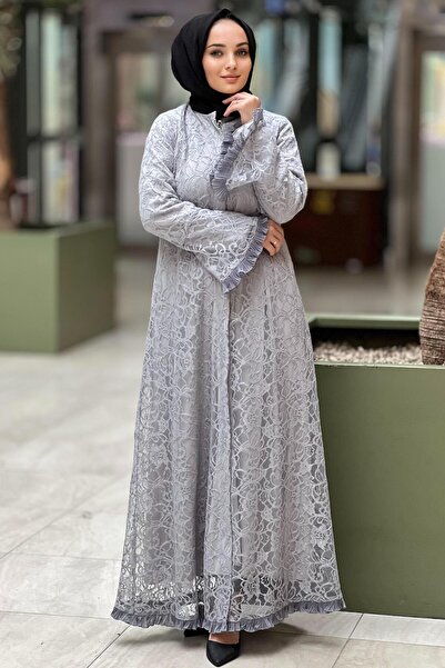 GİZAY Gizay Sleeves and Skirt Frilly Guipure Ferace