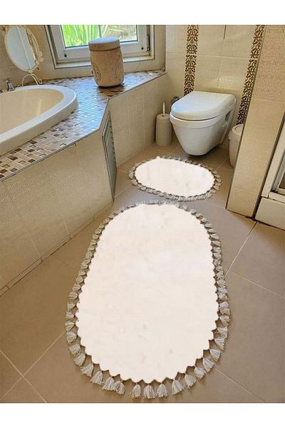 Sarar Soft Plush Bath Mat Set of 2 60X100 and 50X60 Cream