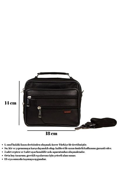Newish Polo Black Genuine Leather Medium Size Hand & Shoulder Bag