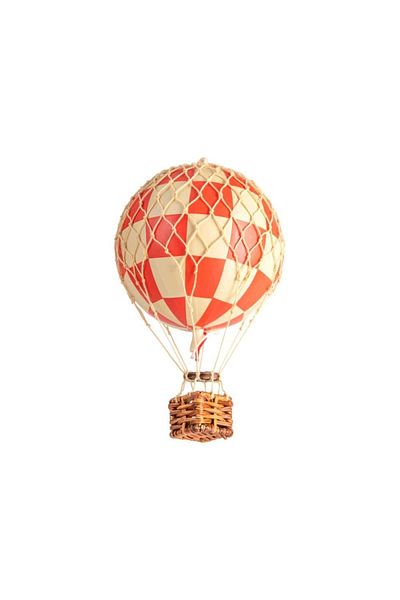 Authentic 1928 Hot Air Balloon Decoration, Authentic Models, Floating The Skies, Check Red, 8.5x8.5x13 Cm