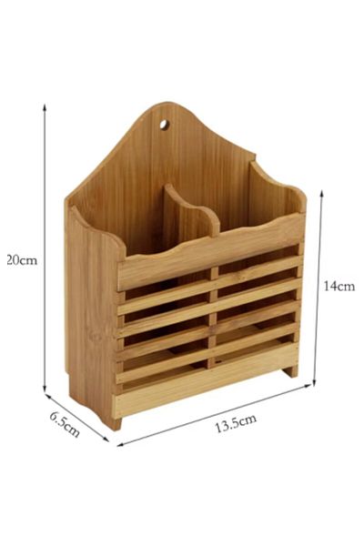 CocoVia Suport decorativ pentru linguri din lemn cu două compartimente - Suport elegant pentru agățat pe blat - Organizator pentru bucătărie