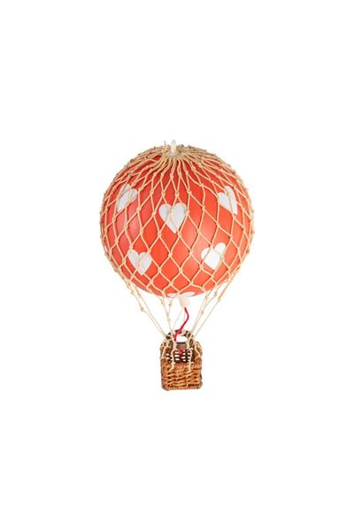 Authentic 1928 Hot Air Balloon Decoration, Authentic Models, Floating The Skies, Red Hearts, 8.5x8.5x13 Cm