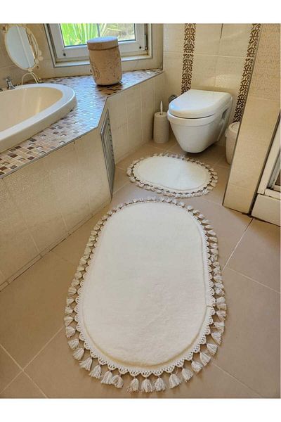 Sarar Soft Plush Bath Mat 2 Pieces 60X100 & 50X60 White