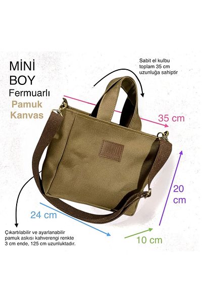 Nuggita Mini Size Zippered Cotton Canvas Oilgreen Handbag / Cross Strap