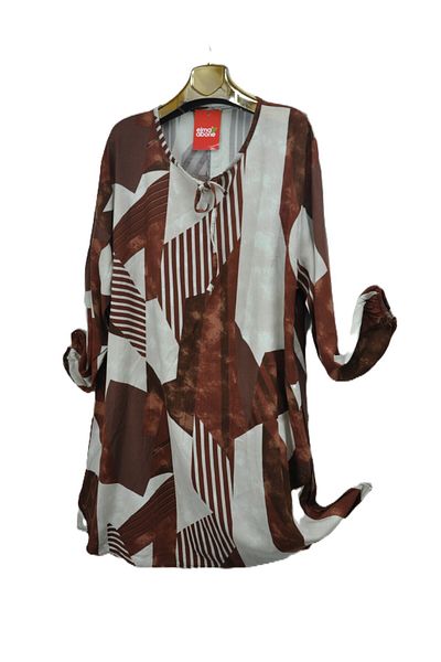 elma abone Large Size Viscose Lace-Up Tunic